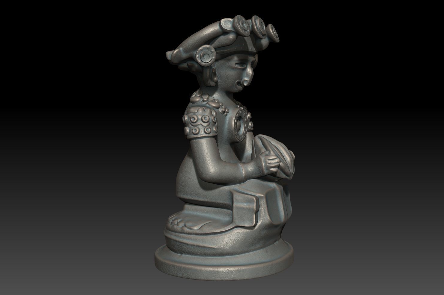 Ancient Mayan Statue 09 241227 3D print model_3