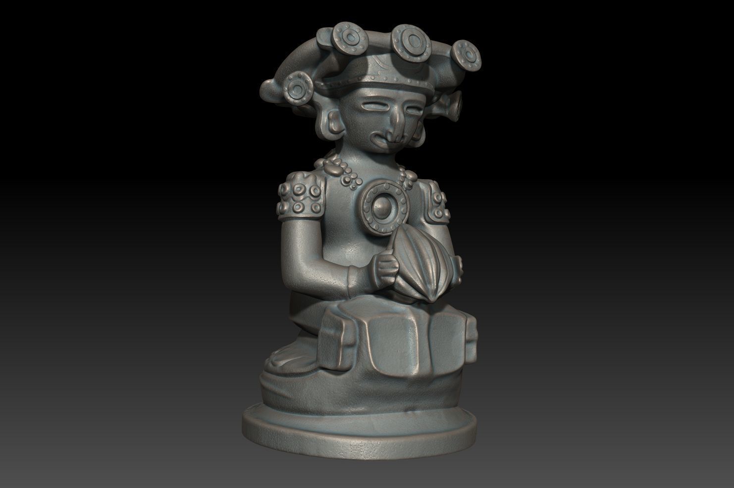 Ancient Mayan Statue 09 241227 3D print model_2