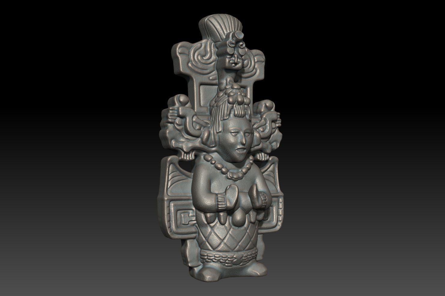 Ancient Mayan Statue 08 241227 3D print model_2