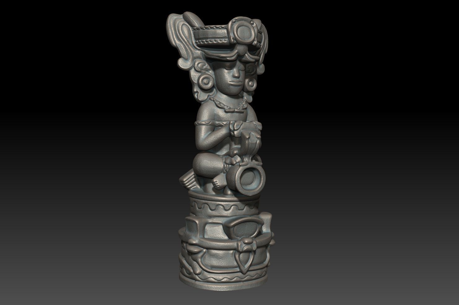 Ancient Mayan Statue 05 241227 3D print model_2