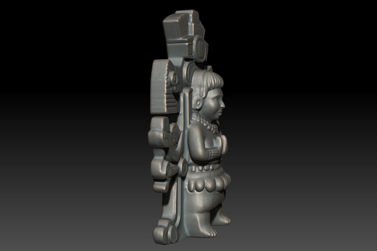 Ancient Mayan Statue 01 241227 3D print model_3