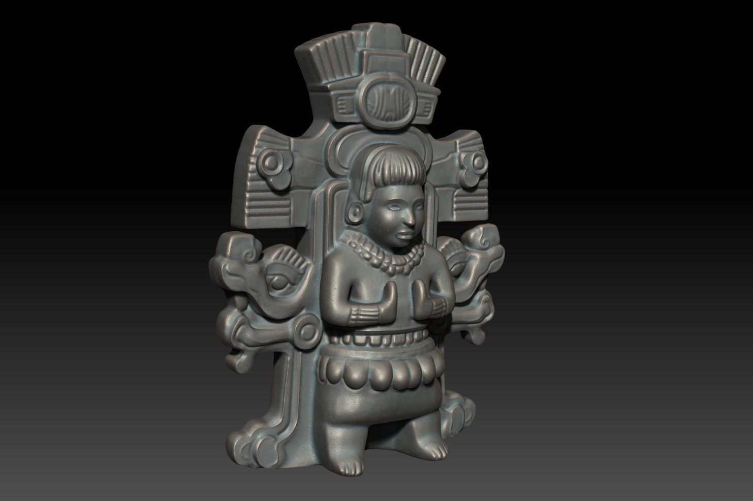Ancient Mayan Statue 01 241227 3D print model_2