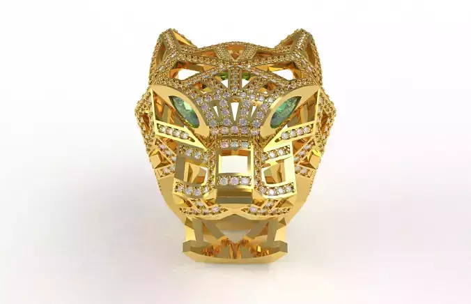 Panther Head Diamond Ring 3D print model