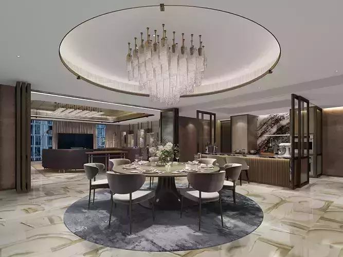 Modern dining room kitchen interior