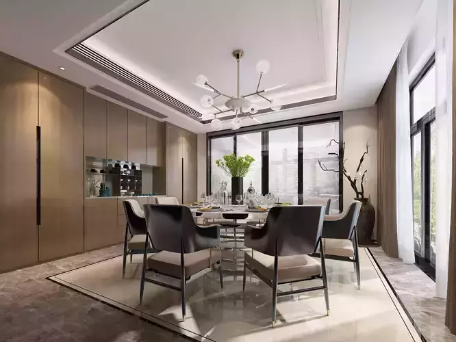 Modern dining room kitchen interior