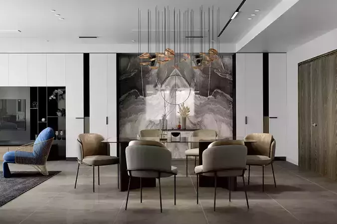 Modern dining room kitchen interior