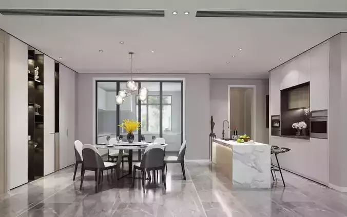Modern dining room kitchen interior