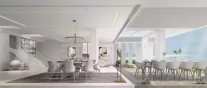 Modern dining room kitchen interior