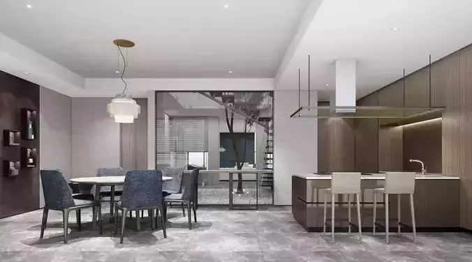 Modern dining room kitchen interior