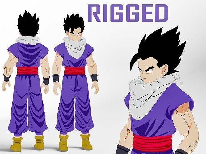 Son Gohan from Dragon Ball Z IK Rigged Game-Ready Low-poly 3D model