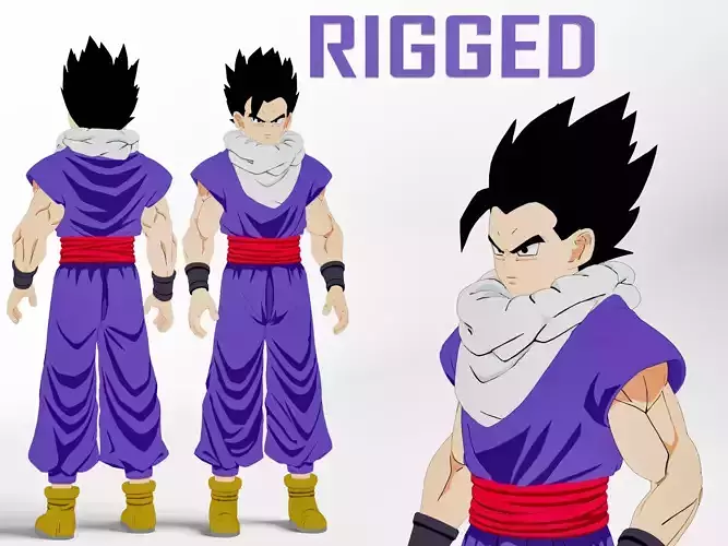 Son Gohan from Dragon Ball Z IK Rigged Game-Ready Low-poly 3D model