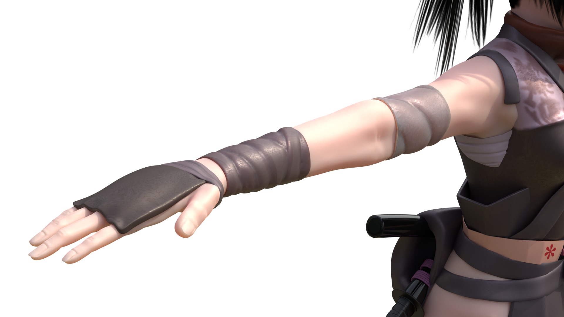 Ayame Tenchu Game Ready Rigged 3D Character Low-poly 3D model_8