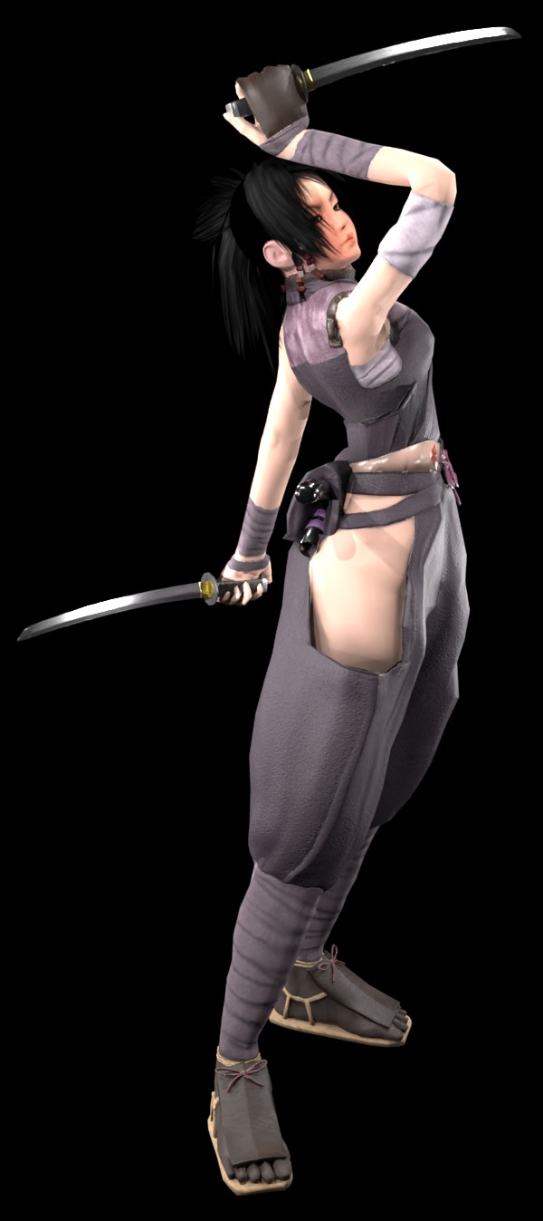 Ayame Tenchu Game Ready Rigged 3D Character Low-poly 3D model_3