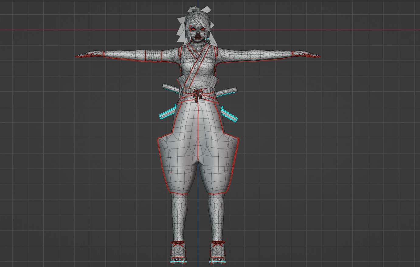 Ayame Tenchu Game Ready Rigged 3D Character Low-poly 3D model_6