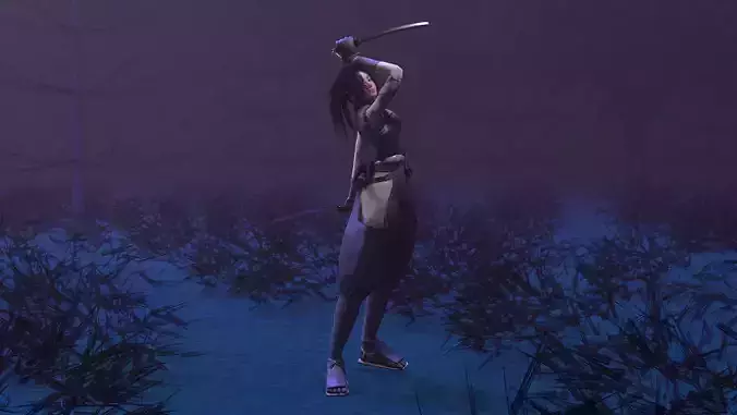 Ayame Tenchu Game Ready Rigged 3D Character Low-poly 3D model