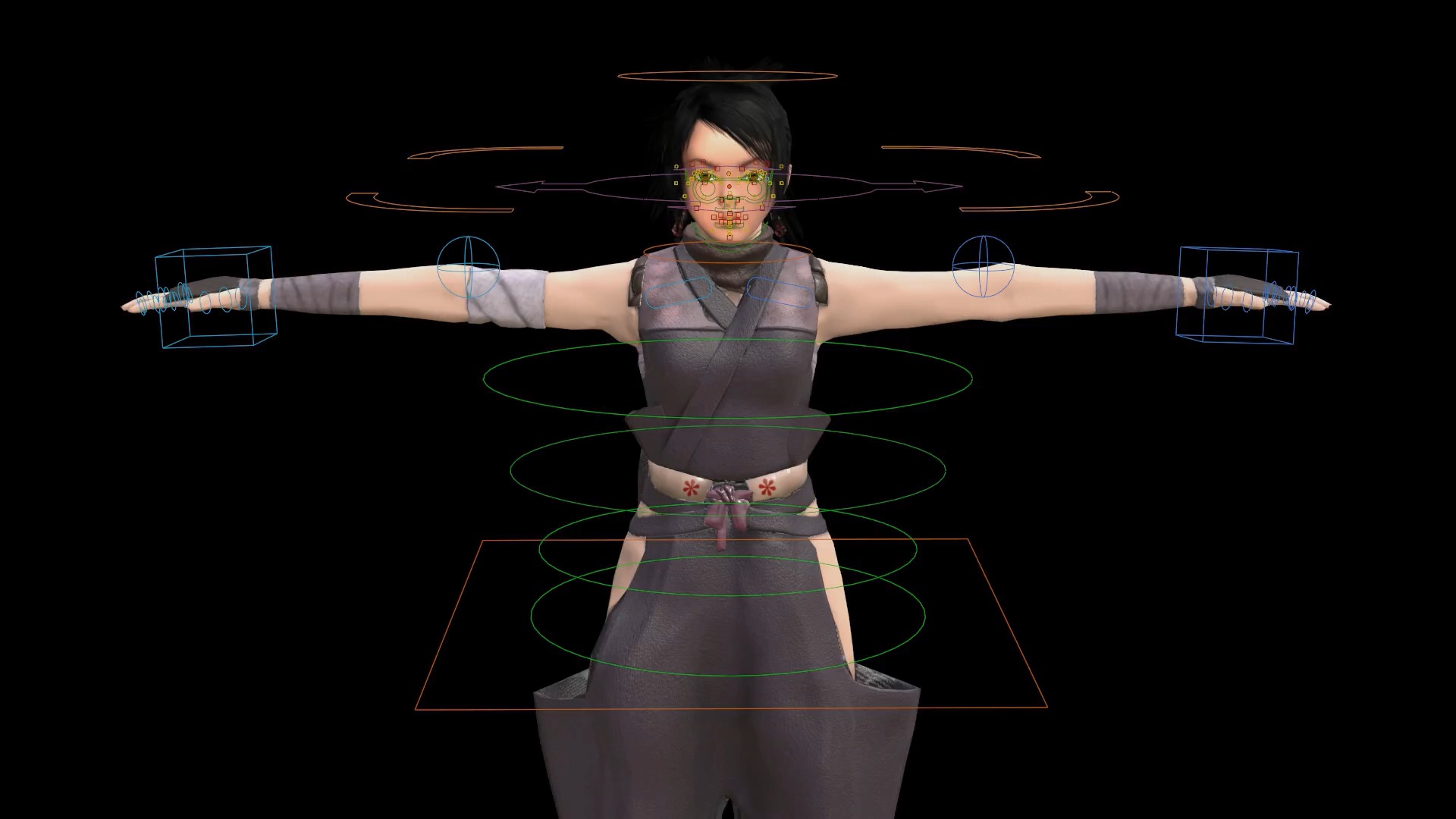 Ayame Tenchu Game Ready Rigged 3D Character Low-poly 3D model_13