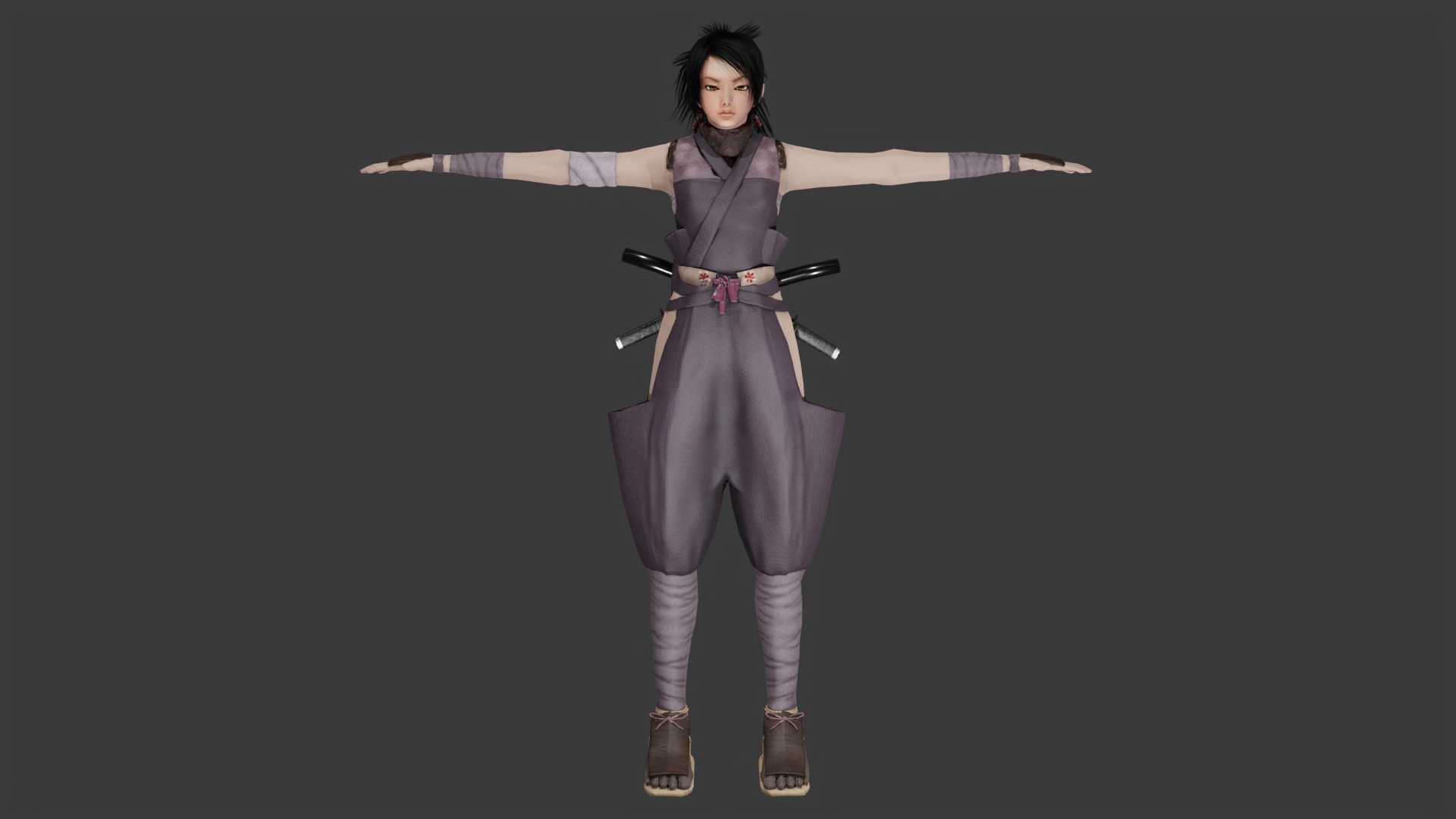 Ayame Tenchu Game Ready Rigged 3D Character Low-poly 3D model_4