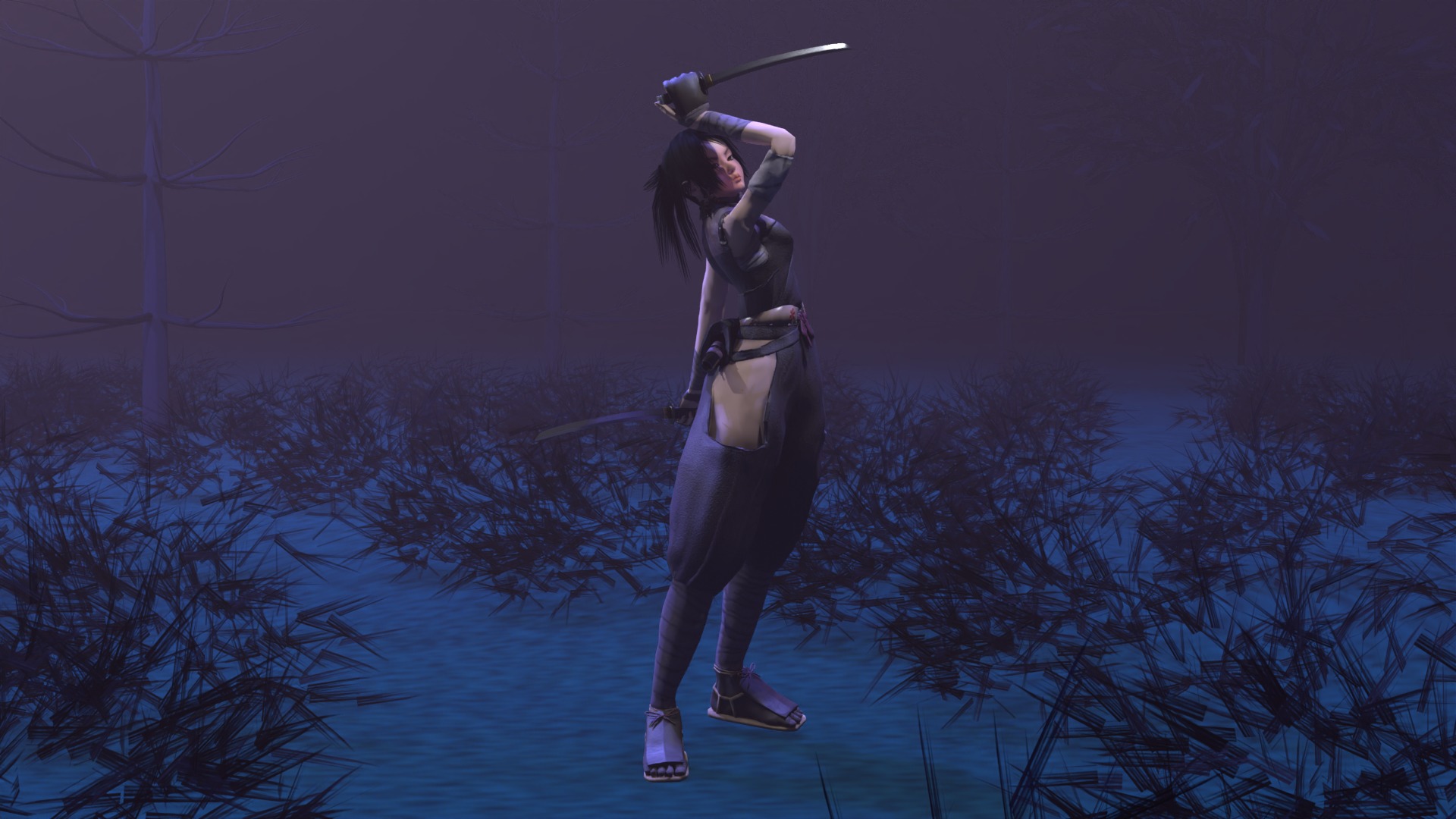 Ayame Tenchu Game Ready Rigged 3D Character Low-poly 3D model_16