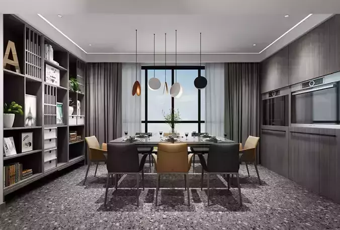 Modern dining room kitchen interior