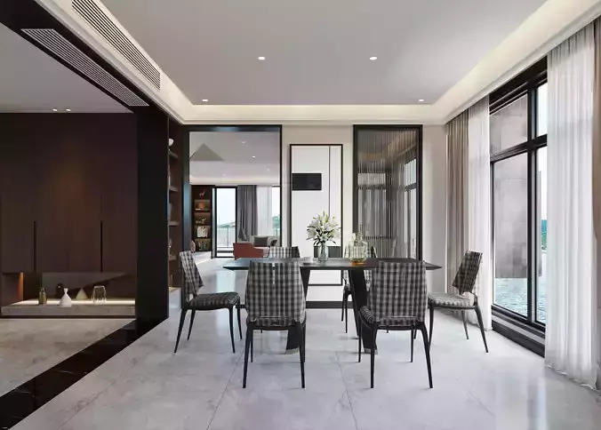 Modern dining room kitchen interior