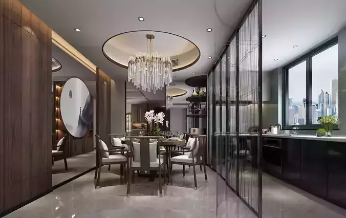 Modern dining room kitchen interior