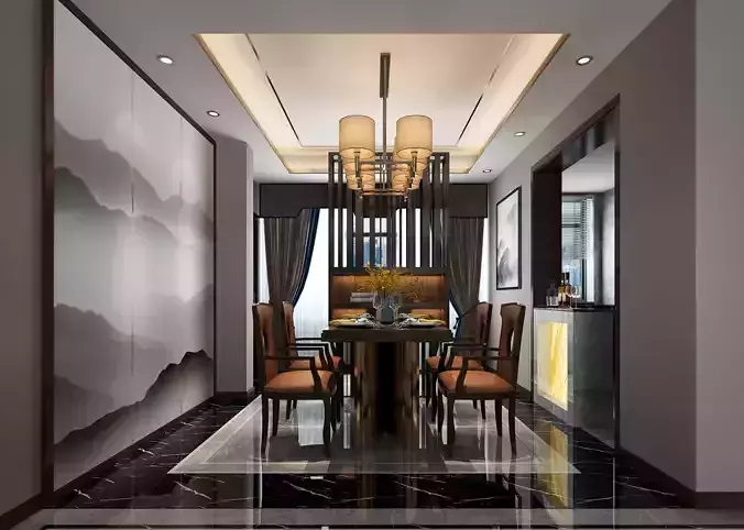 Modern dining room kitchen interior