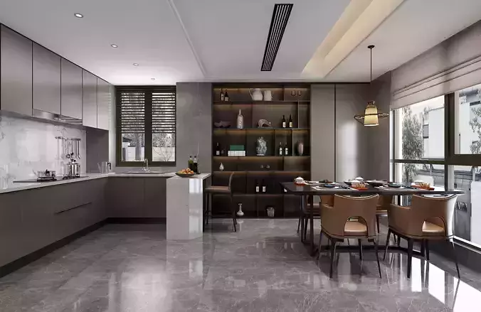 Modern dining room kitchen interior