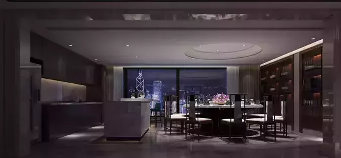 Modern dining room kitchen interior