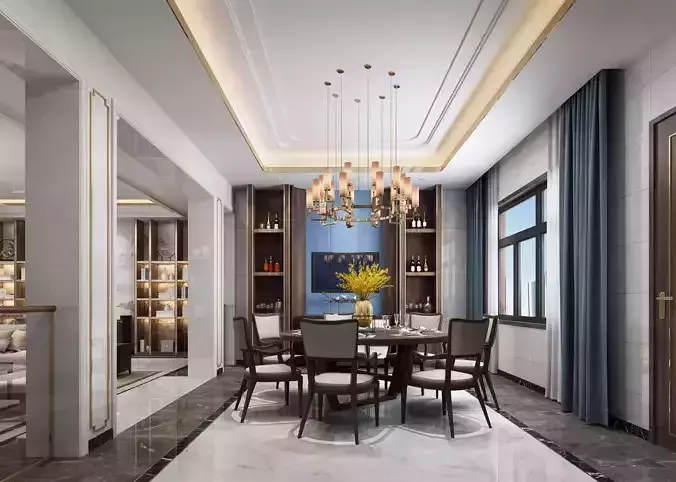 Modern dining room kitchen interior