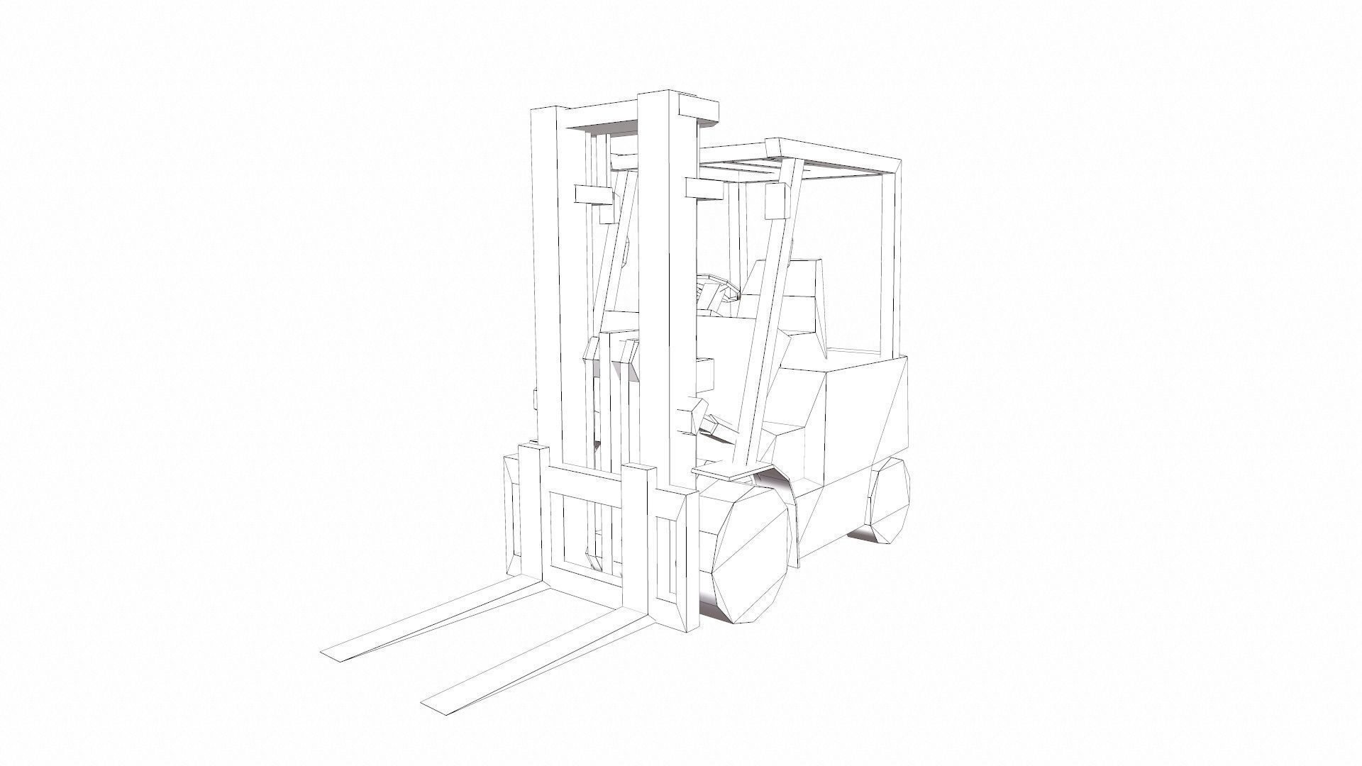 Forklift Lowpoly Low-poly 3D model_12