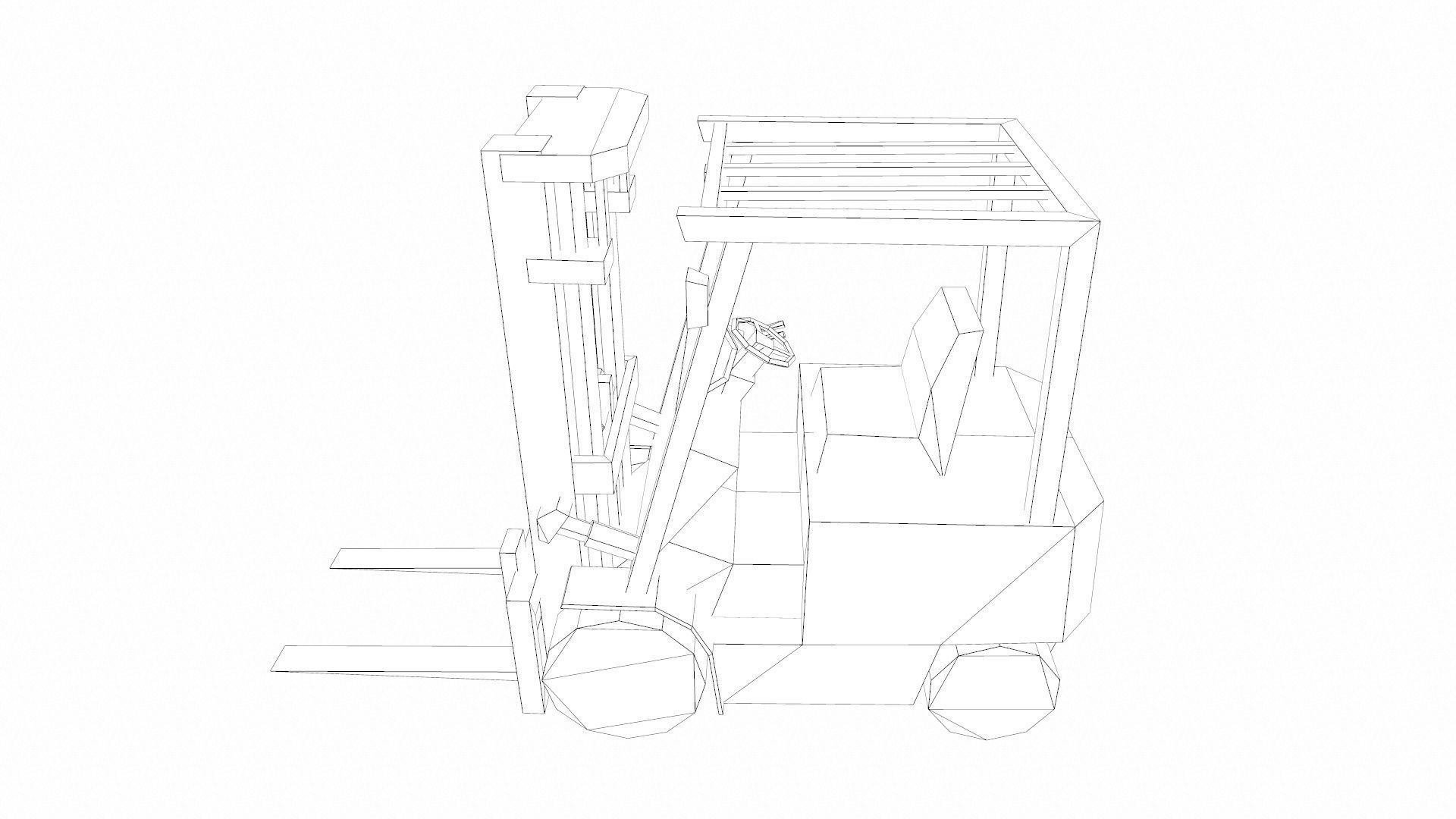 Forklift Lowpoly Low-poly 3D model_11