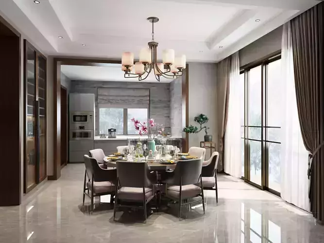 Modern dining room kitchen interior