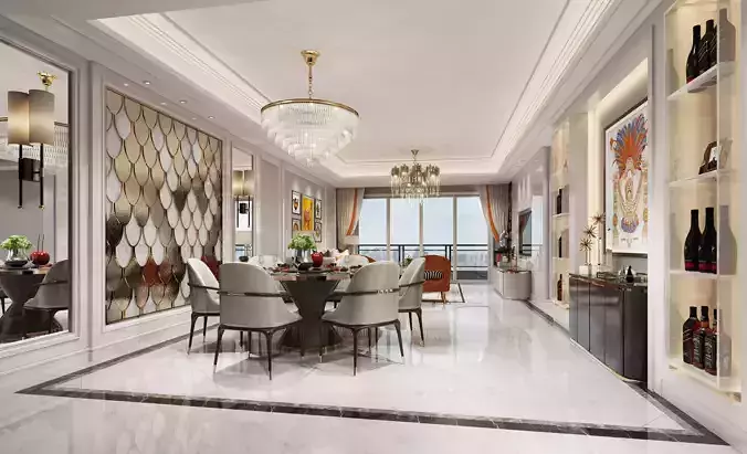 Modern dining room kitchen interior