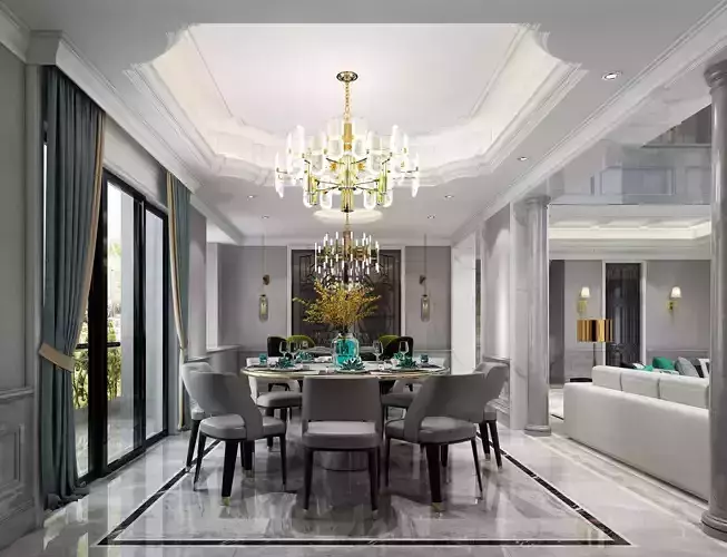 Modern dining room kitchen interior