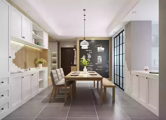 Modern dining room kitchen interior