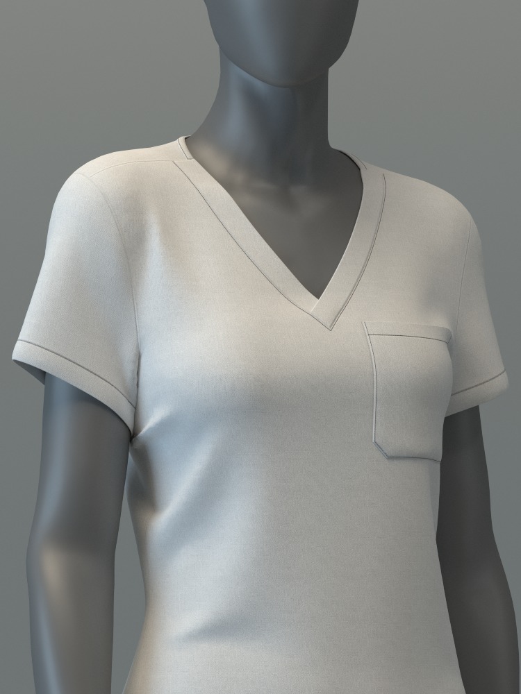 V-Neck Scrub Top 3D model_4