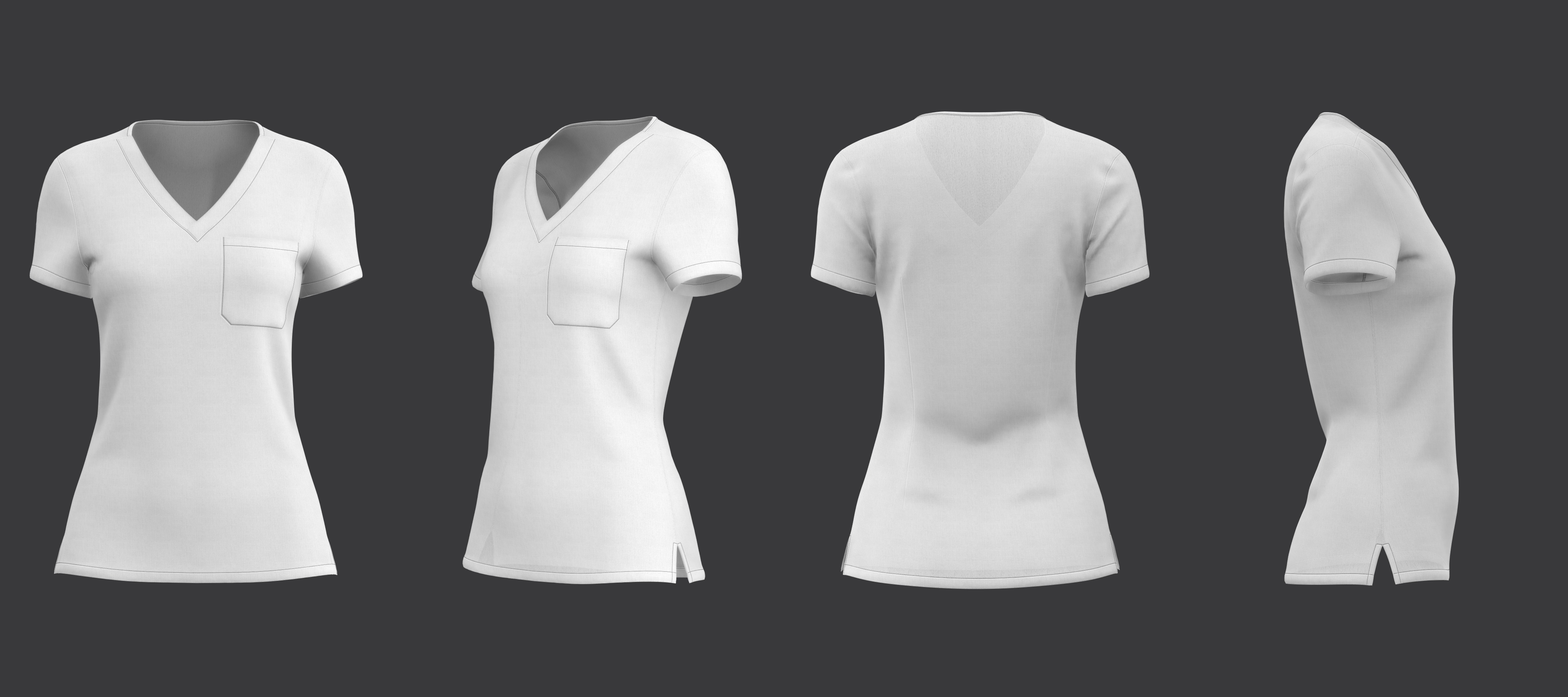 V-Neck Scrub Top 3D model_7