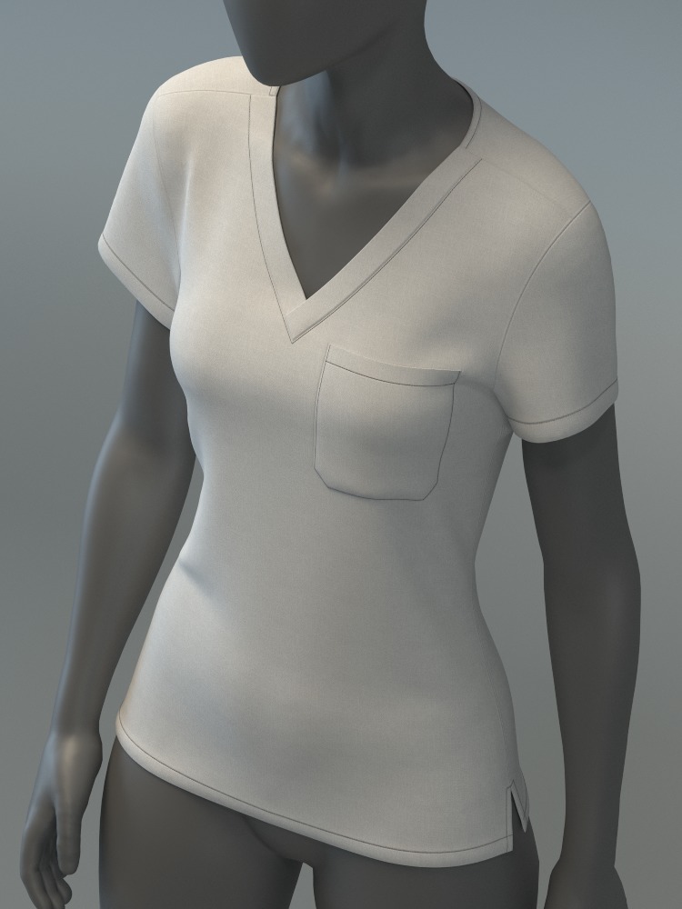 V-Neck Scrub Top 3D model_3