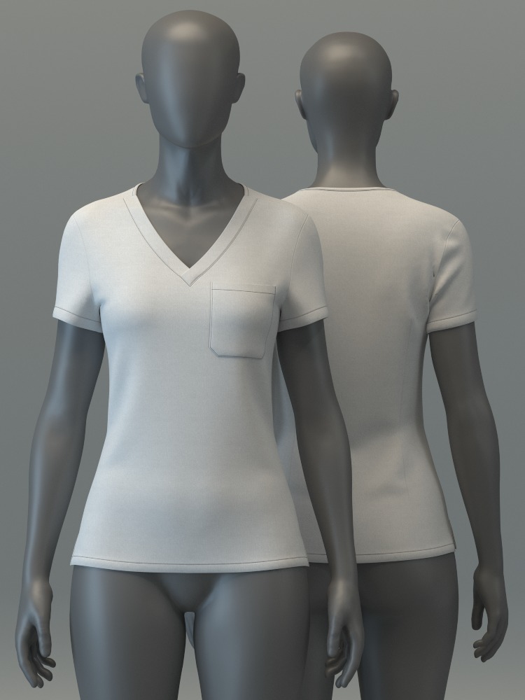 V-Neck Scrub Top 3D model_2