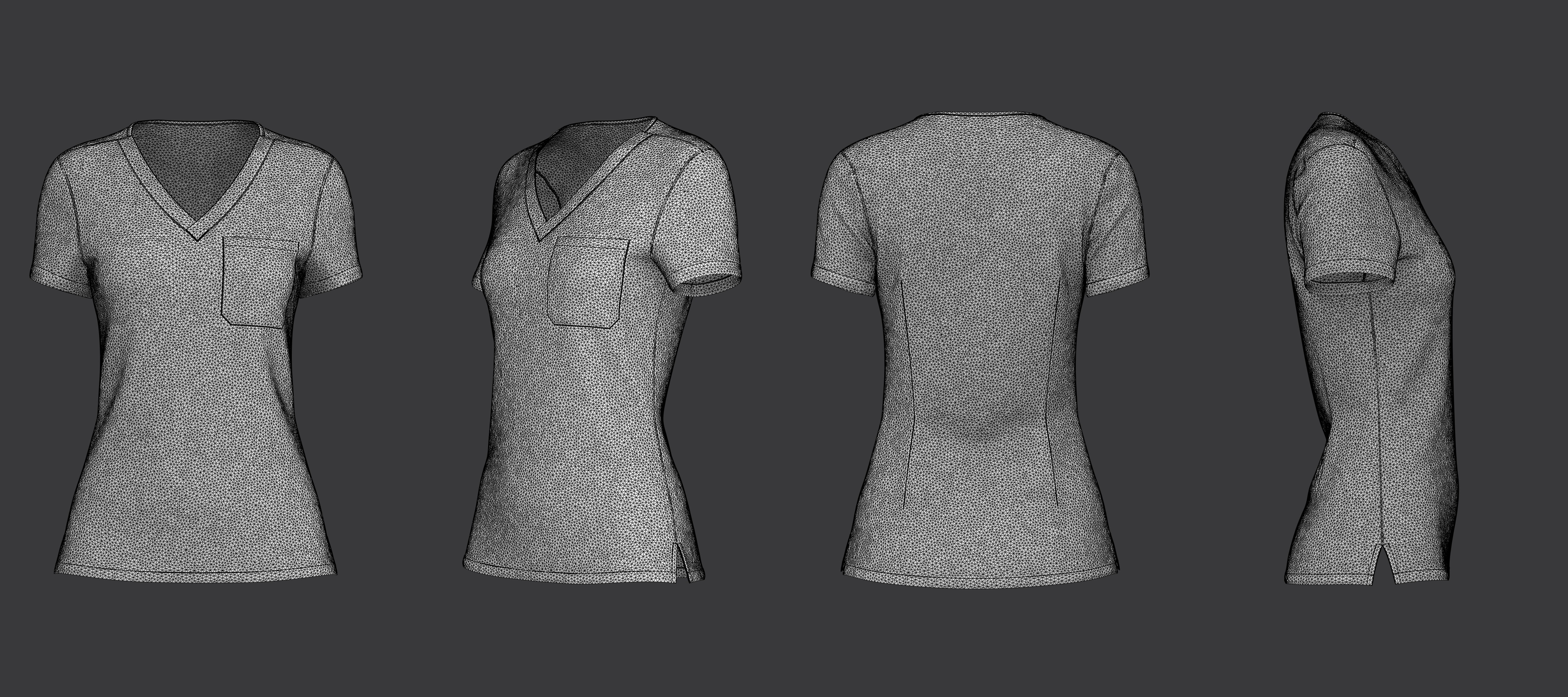V-Neck Scrub Top 3D model_9