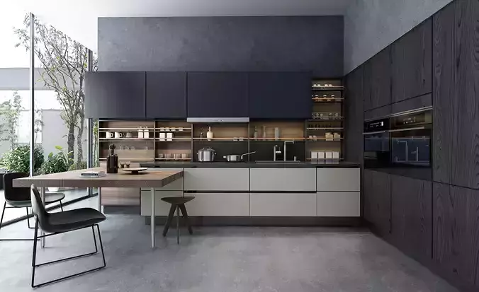 Modern dining room kitchen interior