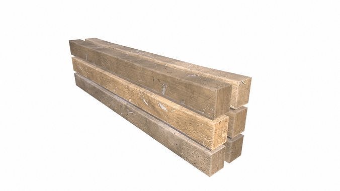 Wooden Stack Low-poly 3D model
