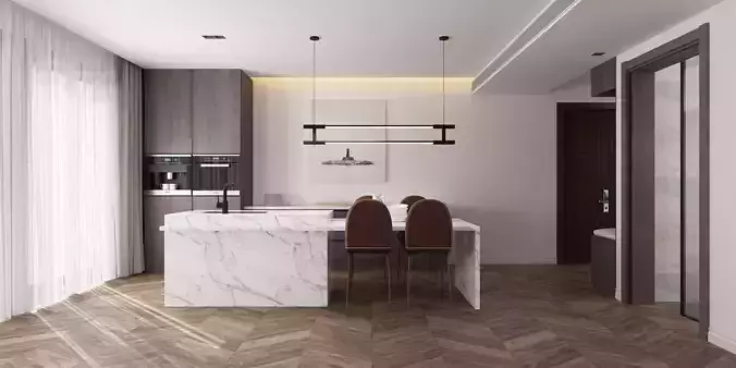 Modern dining room kitchen interior