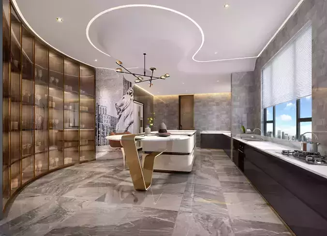 Modern dining room kitchen interior