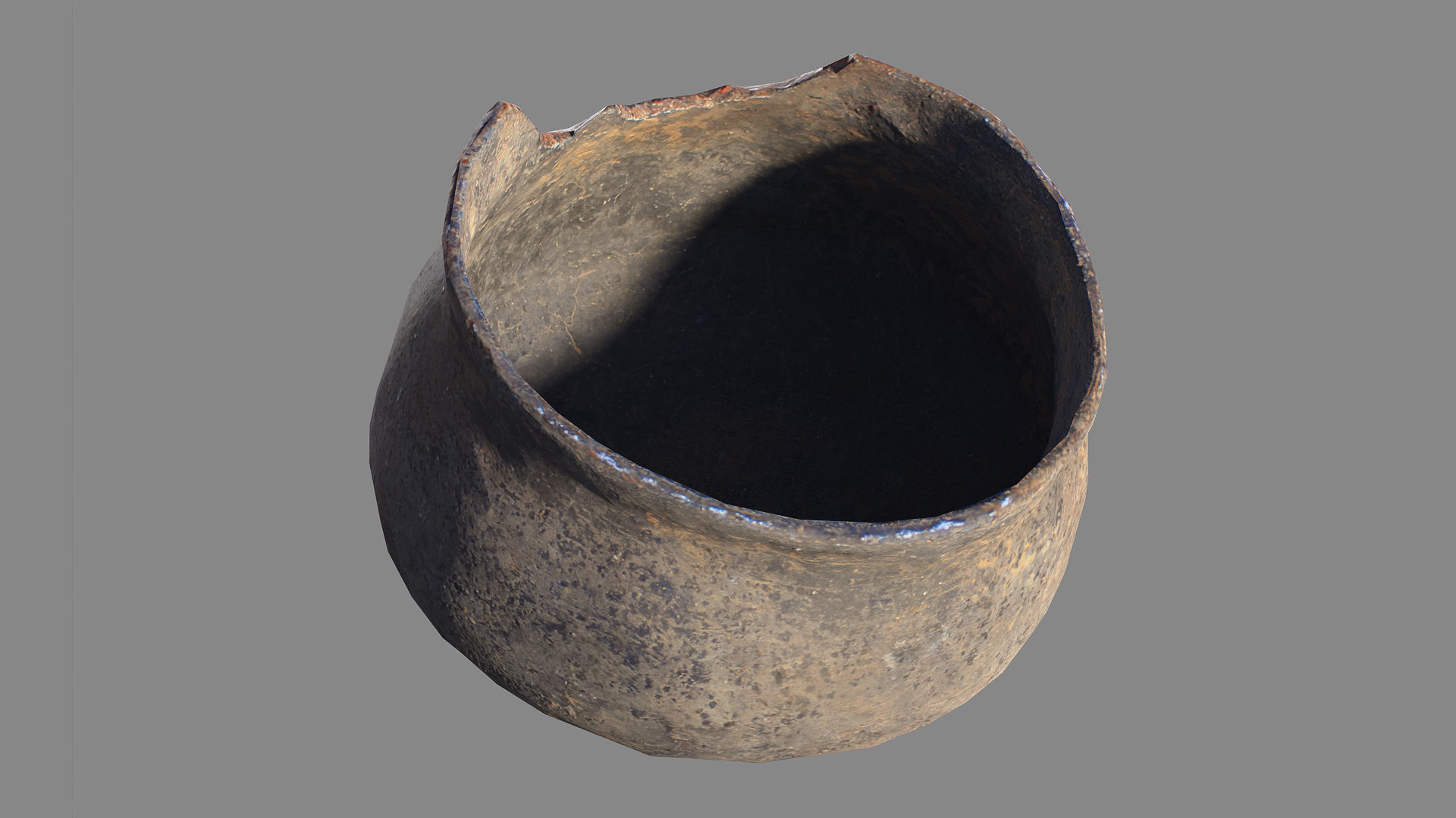 ancient clay bowl broken Low-poly 3D model_1
