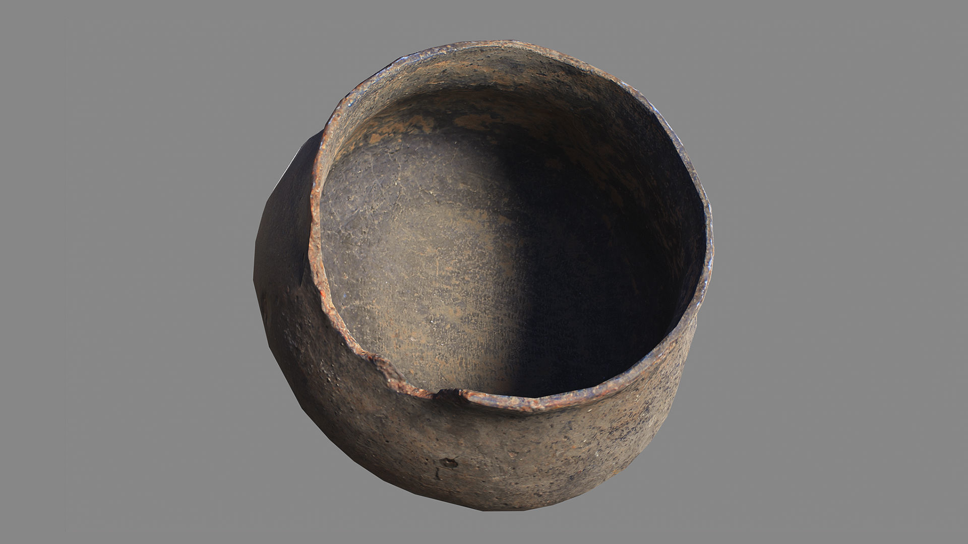 ancient clay bowl broken Low-poly 3D model_4