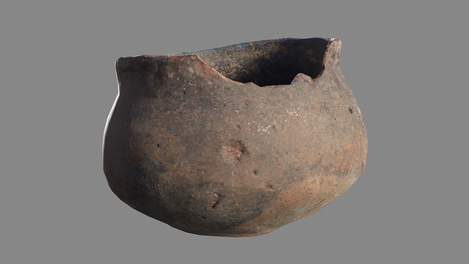 ancient clay bowl broken Low-poly 3D model_2