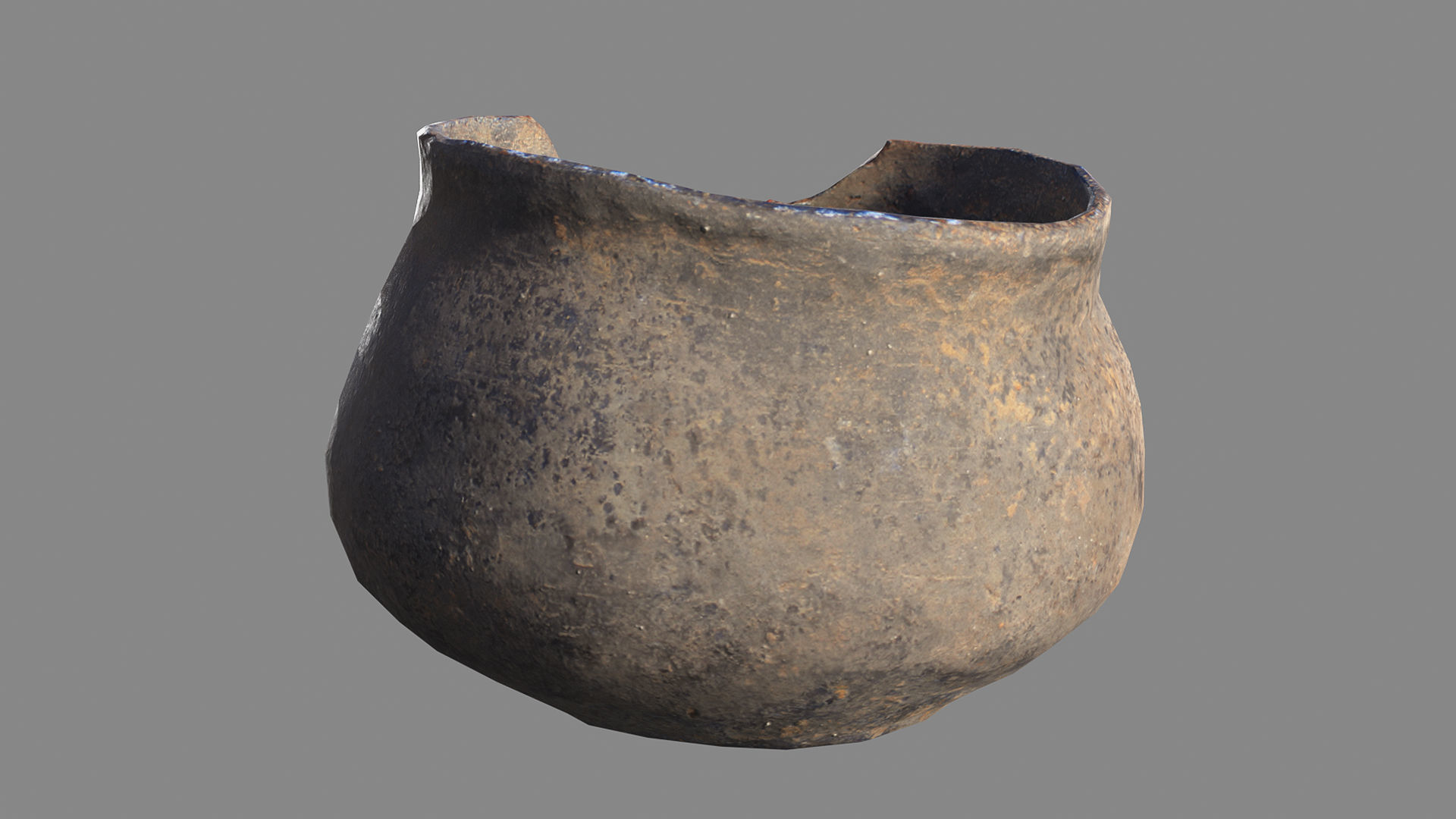 ancient clay bowl broken Low-poly 3D model_3
