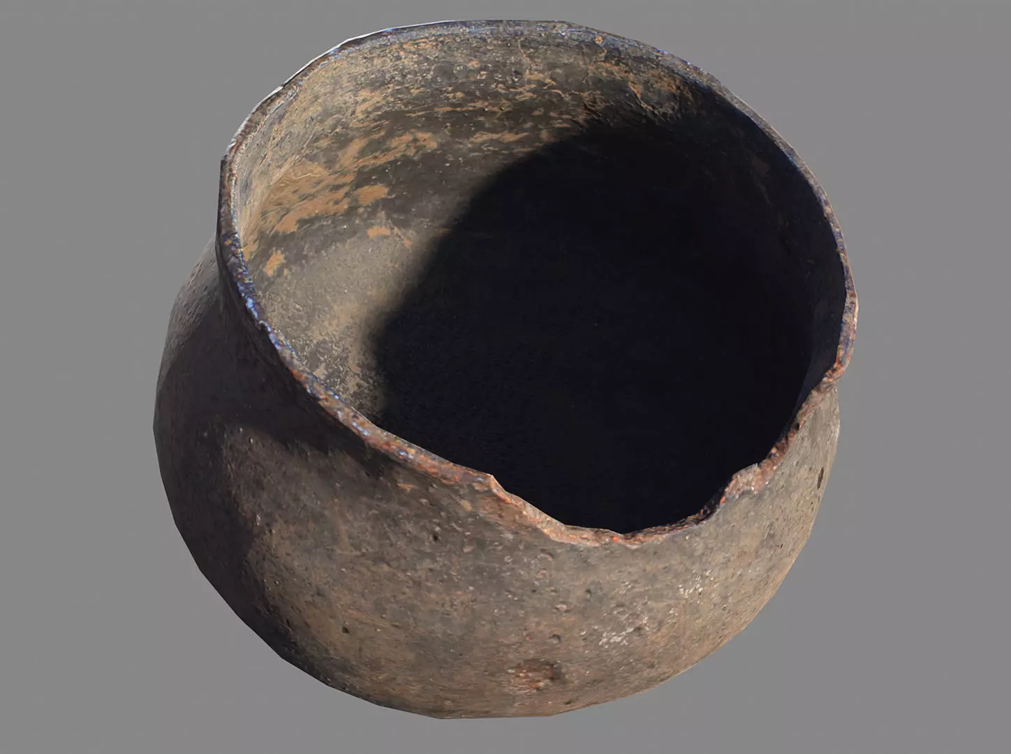 ancient clay bowl broken Low-poly 3D model_0