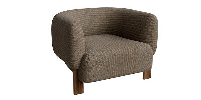 Round Back Accent Tan Chair Low-poly 3D model